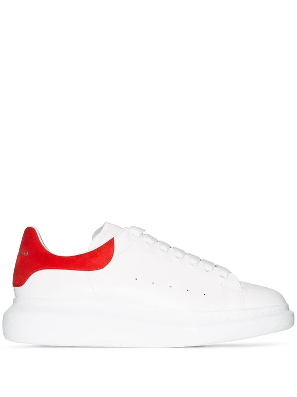 Alexander McQueen, Men 45mm Leather Platform Sneakers White/Red 41