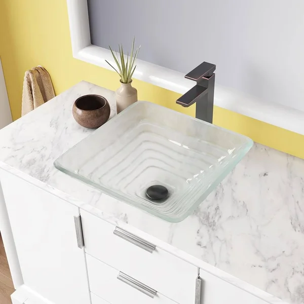 Mr Direct 604 Vessel Sink Ensemble with An Antique Bronze Finish 721 Faucet - Pop-Up Drain, and Sink Ring.