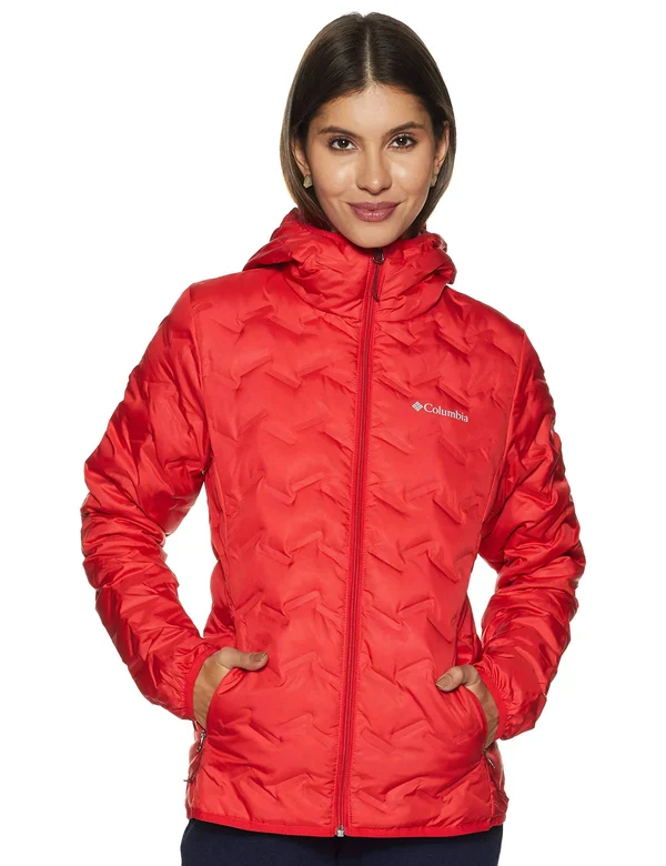 Columbia Delta Ridge Down Hooded Jacket Xs - Red Lily