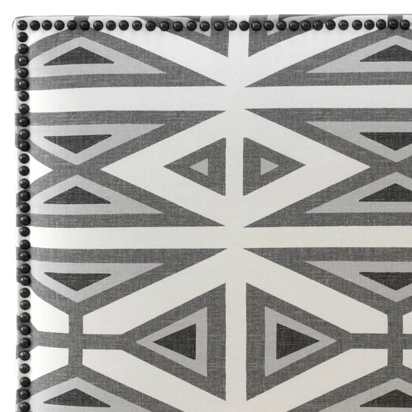 Queen Bella Nail Button Border Headboard Gray Linen with Pewter Nailbuttons - Skyline Furniture