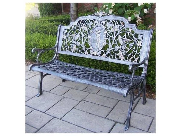 Oakland Living Golfer Cast Aluminum Bench, Antique Pewter