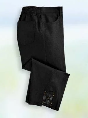 Blair Women's Back-Elastic Slim-Leg Capris, Black Denim 10 Misses