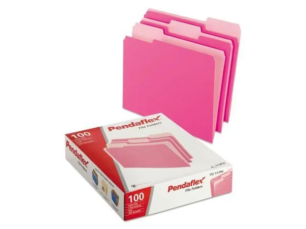 Esselte Pendaflex Colored File Folders 1/3 Cut Top Tab Letter Pink/Light Pink 100/Box