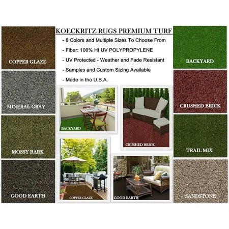 8'x12' Good Earth -Artificial Turf Grass Indoor Outdoor Area Rug Carpet Runners with A Premium Fabric Finished Edges - Size: 8' x